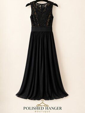 Good Time USA Women's Black Lace Maxi Dress Size Small